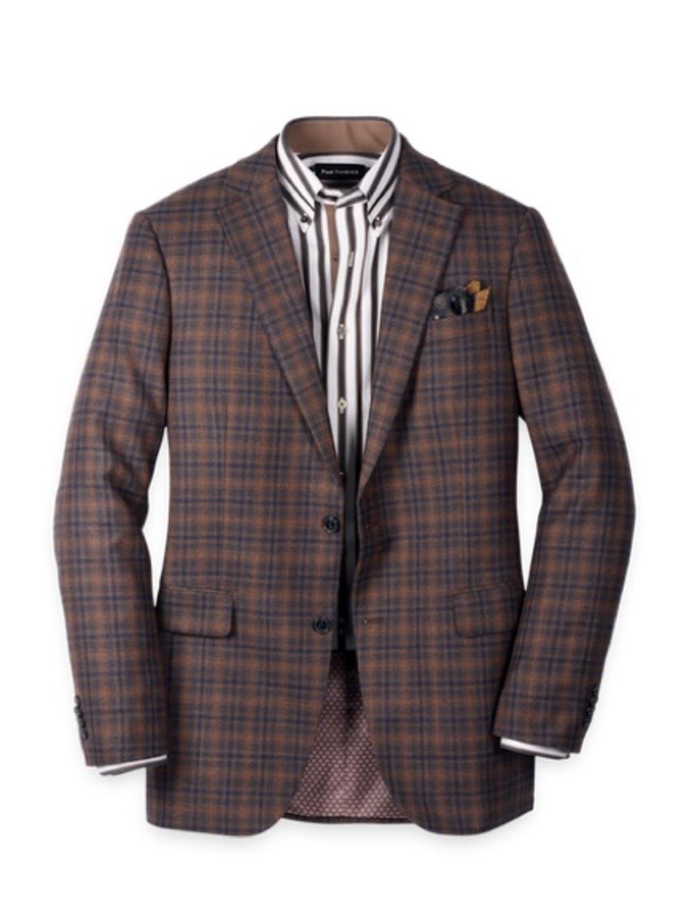 Luca Reds 1865. Brown/Blue Plaid Wool Blazer. Size 42R.